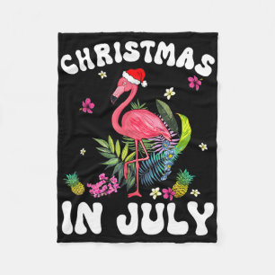 Christmas In July For Women Pink Flamingo Pink Wom Fleece Blanket