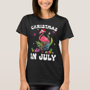 Christmas In July For Women Pink Flamingo Pink Wom T-Shirt