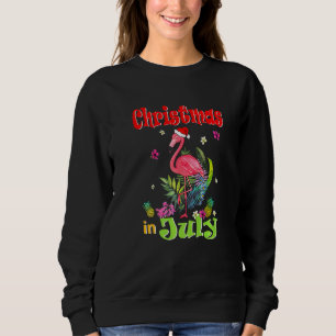 Christmas In July For Women Pink Flamingo   Sweatshirt