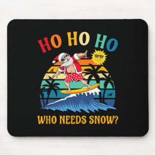 Christmas In July Fun Santa Surfing Summer Beach V Mouse Pad