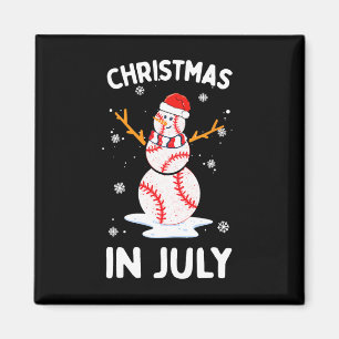 Christmas In July Funny Baseball Snowman Men Women Magnet