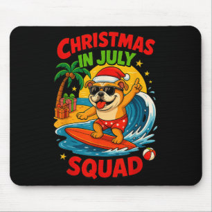 Christmas In July Funny Bulldog Dog Lover Xmas Sum Mouse Pad