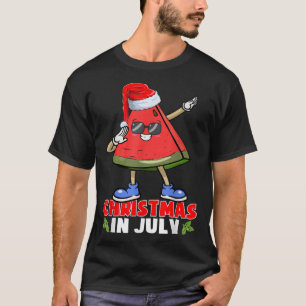 Christmas In July Funny Dabbing Watermelon Xmas Tr T-Shirt