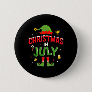 Christmas In July Funny Elf For Summer Xmas 1  6 Cm Round Badge