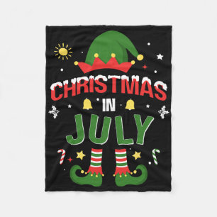 Christmas In July Funny Elf For Summer Xmas 1  Fleece Blanket
