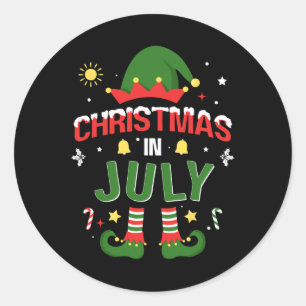 Christmas In July Funny Elf For Summer Xmas Classic Round Sticker