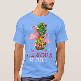 Christmas in July  Funny Flamingo Pineapple Summer T-Shirt