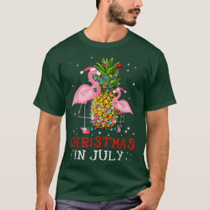 Christmas in July  Funny Flamingo Pineapple Summer T-Shirt