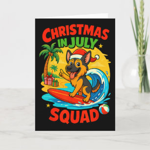 Christmas In July Funny German Shepherd Surfing Do Card