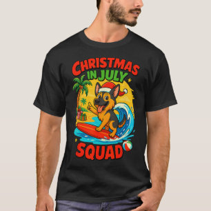 Christmas In July Funny German Shepherd Surfing Do T-Shirt