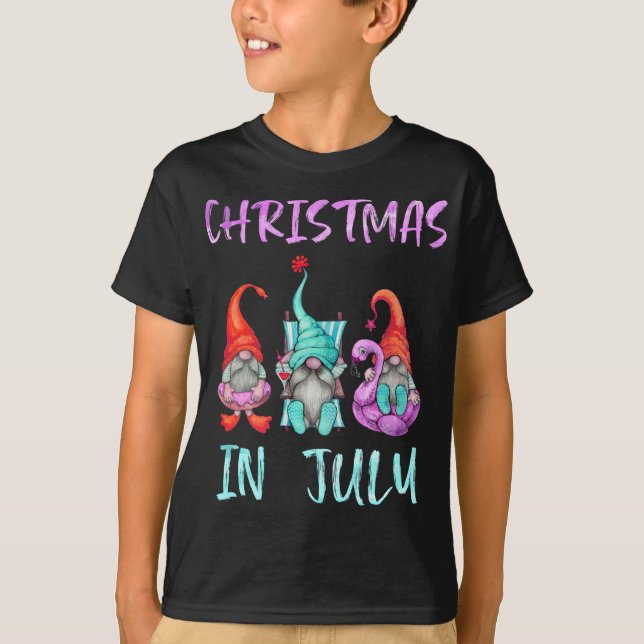 Christmas in July Funny Gnomes Christmas in July G T-Shirt (Front)