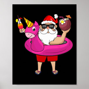 Christmas In July Funny Party Hawaiian Summer Beac Poster