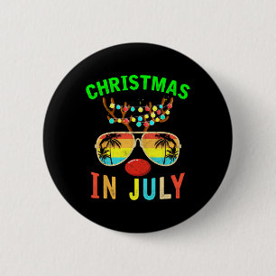 Christmas In July Funny Reindeer Beach Summer Hawa 6 Cm Round Badge