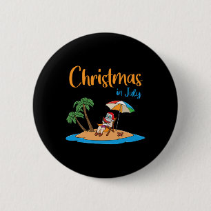Christmas In July Funny Santa Eating Watermelon 6 Cm Round Badge