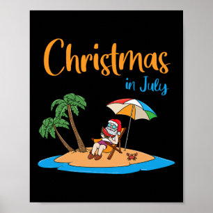 Christmas In July Funny Santa Eating Watermelon  Poster