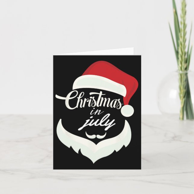 Christmas In July Funny Santa Hat  Card (Front)
