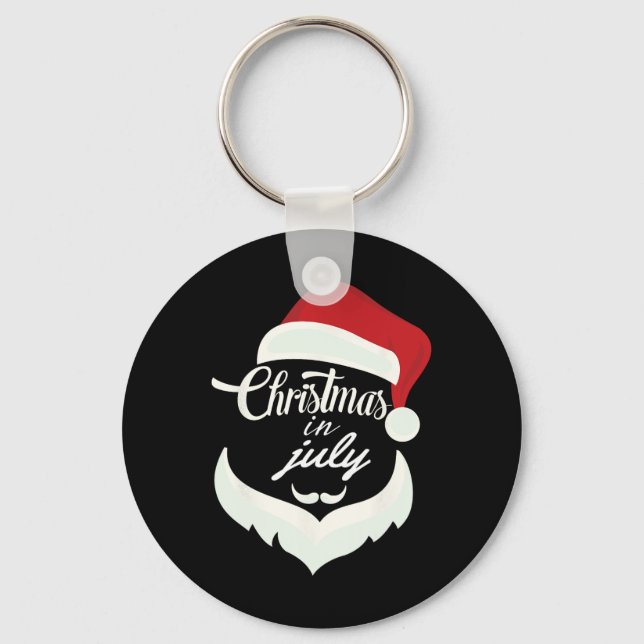 Christmas In July Funny Santa Hat  Key Ring (Front)