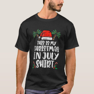 Christmas in July Funny Santa Hat Summer Beach Vac T-Shirt