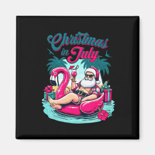 Christmas In July Funny Santa Relax On Beach  Magnet