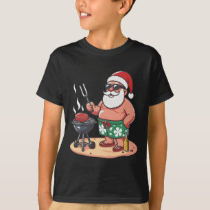 Christmas In July Funny Santa Santa Grilling Bbq  T-Shirt