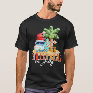 Christmas In July Funny Santa Summer Beach Vacatio T-Shirt