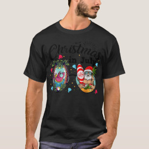 Christmas In July Funny Santa Summer Beach Vacatio T-Shirt