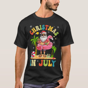 Christmas In July Funny Santa Summer Beach Vacatio T-Shirt