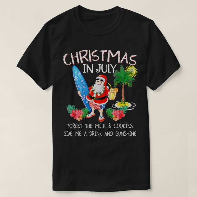 Christmas In July  Funny Santa Summer Pool Party B T-Shirt (Design Front)