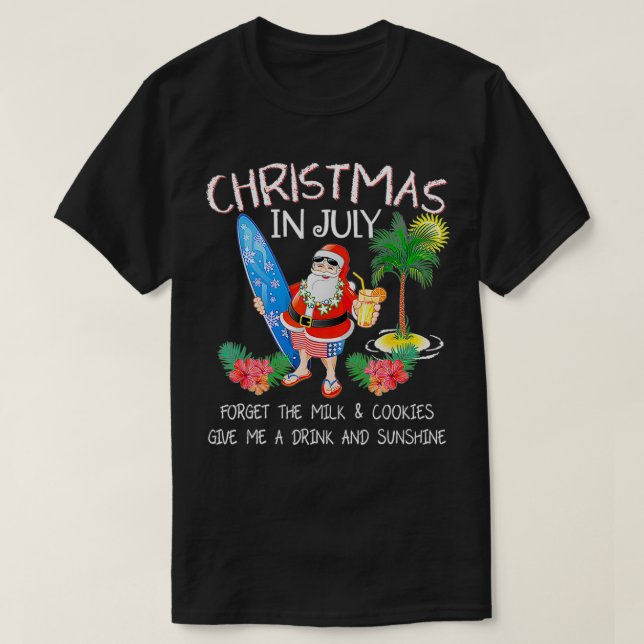 Christmas In July  Funny Santa Summer Pool Party w T-Shirt (Design Front)