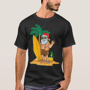 Christmas in July Funny Santa Summer Surf Hawaiian T-Shirt