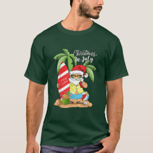 Christmas In July Funny Santa Summer Watermelon Va T-Shirt