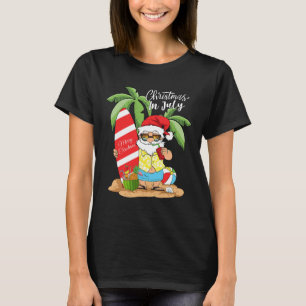 Christmas In July Funny Santa Summer Watermelon Va T-Shirt