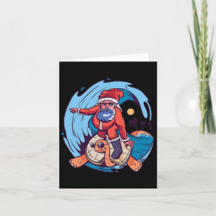 Christmas In July Funny Santa Surfing Hawaiian Card