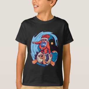 Christmas In July Funny Santa Surfing Hawaiian T-Shirt