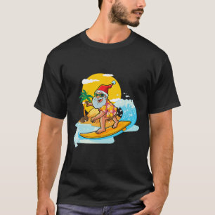 Christmas In July Funny Santa Surfing Summer Aloha T-Shirt