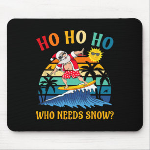 Christmas In July Funny Santa Surfing Summer Beach Mouse Pad