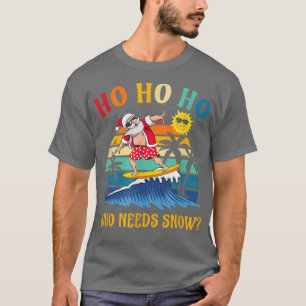Christmas In July Funny Santa Surfing Summer Beach T-Shirt