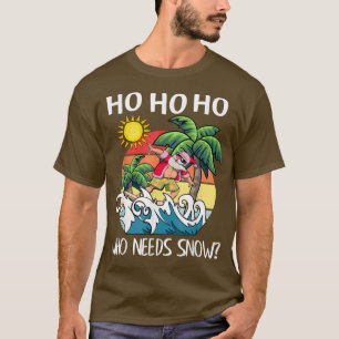 Christmas In July Funny Santa Surfing Summer Beach T-Shirt