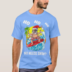 Christmas In July Funny Santa Surfing Summer Beach T-Shirt