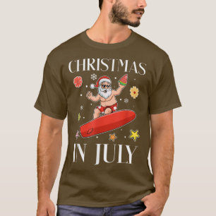Christmas In July Funny Santa Surfing Summer Surfe T-Shirt