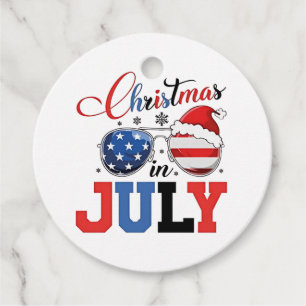 Christmas in July Funny Santa Xmas 4h of July Favour Tags