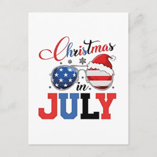 Christmas in July Funny Santa Xmas 4h of July Invitation Postcard