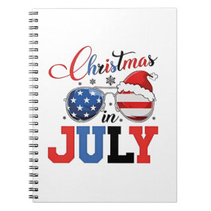 Christmas in July Funny Santa Xmas 4h of July Notebook