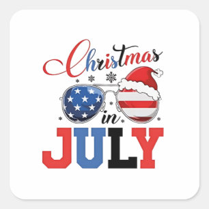 Christmas in July Funny Santa Xmas 4h of July Square Sticker