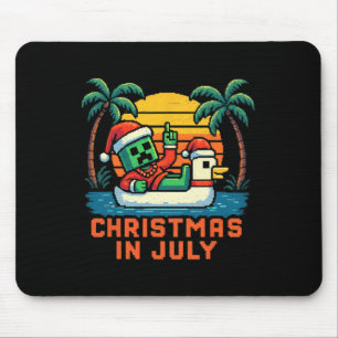 Christmas In July Funny Santa Zombie Chicken Pixel Mouse Pad