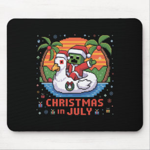 Christmas In July Funny Santa Zombie Chicken Pixel Mouse Pad