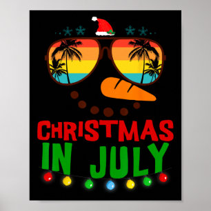 Christmas In July Funny Snowman Beach Summer Hawai Poster