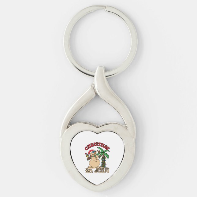 Christmas In July Funny Snowman Key Ring (Front)