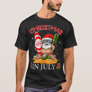 Christmas In July Funny Summer Santa Beach Vacatio T-Shirt