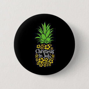 Christmas In July Funny Summer Vacation Pineapple 6 Cm Round Badge